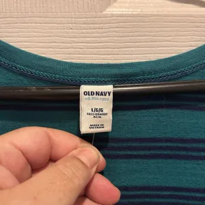 Old Navy Womens Large Tall Teal Striped Sleeveless Pocket T-Shirt Dress Rayon thumbnail 3
