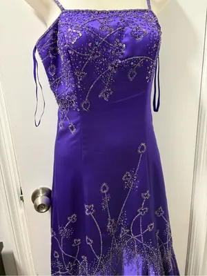 Y2k beaded mermaid dress in royal purple satin thumbnail 7