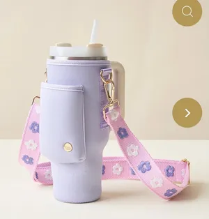 Lavender Tumbler Sling with Floral Strap new with tags‎ periwinkle phone holder thumbnail 1