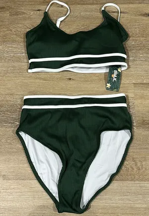 NWT ribbed women’s high waisted medium blooming jelly bikini with padded top thumbnail 1