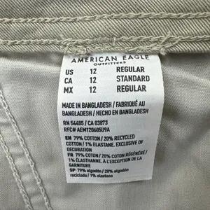American Eagle Wide Leg Trouser Pants Khaki Stretch Retro Boho Women's 12 x 27 thumbnail 6