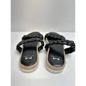 Marc Fisher Sandals Womens Size 5 Black Leather Jaimee Espadrille‎ Slide Shoes thumbnail 6