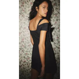 Urban Outfitters Kimchi Blue Monet Bow Strap Mini Dress‎ Black Size Medium Party thumbnail 3