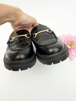 Madewell The Bradley Hardware Lugsole Loafer in Croc Embossed Leather True Black thumbnail 5