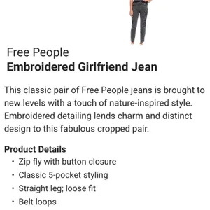 FREE PEOPLE We The Free OB737354 Embroidered Girlfriend Jeans Size 29 thumbnail 15