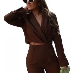 ZARA NWT  Brown CROPPED SHOULDER PAD BLAZER. thumbnail 3