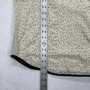 Free People Polka Dot Blouse Sheer Long Sleeve Top Black Trim‎ M READ thumbnail 4