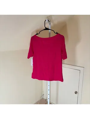 Laura Ashley NWT Women's Hot Pink Short Sleeve Modal Cotton Tee M thumbnail 6