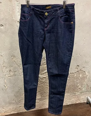 Vintage Y2K Low Rise Embellished Embroidered Purple Stitch Jeans 16 thumbnail 4