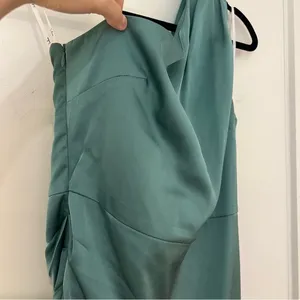 Lulu’s Love Me Tonight Sage Green Satin One-Shoulder Mini Dress thumbnail 8
