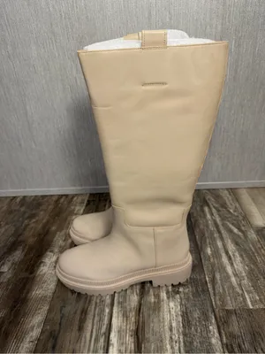 H&M Beige Tall Leathet Chunky Sole Boots Size 10 thumbnail 10