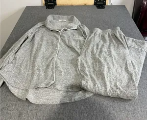 Aamikast Women's Long Sleeve Grey Pajama Set Button Down Sleepwear Nightwear Med thumbnail 1