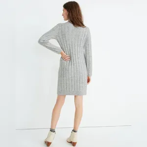 Madewell Gray Donegal Rolled‎ Mockneck Sweater Dress Wool Blend thumbnail 6