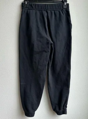 Lululemon Relaxed High Rise Jogger Cotton Terry Large Logo Black Size 6 thumbnail 3