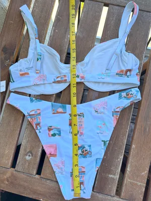 NWT Abercrombie & Fitch Bikini Set - Light Blue Postcard Pattern - M/S thumbnail 12