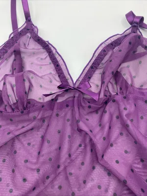 Polka Dot Mesh Babydoll Bow Sheer Nightie Festival Club wear Small Baddie Fairy thumbnail 3