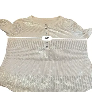 Anthropologie Pilcro‎ Henley Top Women’s Size XL Silver Textured Long Sleeve thumbnail 6