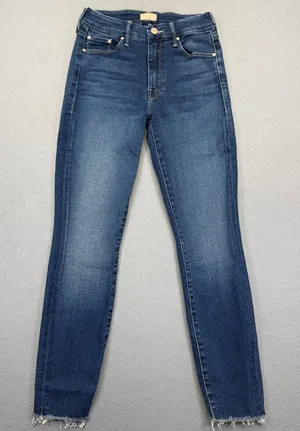 Mother The Stunner Step Fray High Rise Skinny Jeans Dark Wash Size 26 thumbnail 1