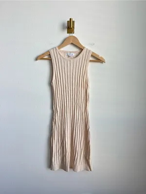 Anthropologie Jacquie The Label Textured Ribbed Knit Fitted Mini Dress Ivory Small thumbnail 5