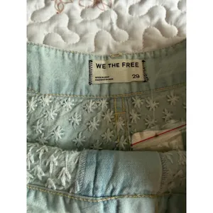 Free People We The Free Embroidered Denim Shorts 29 NWT Sequins Boho Festival thumbnail 3