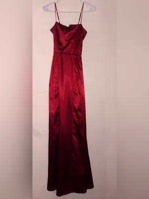 Lucy in the Sky Red Satin Maxi Dress thumbnail 4