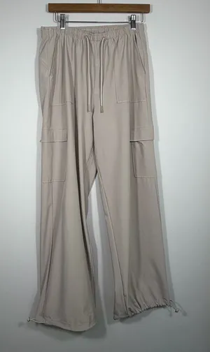 Gilly Hicks Taupe Cargo Wide Leg Drawstring Pants Medium thumbnail 1