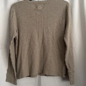 Vintage Ralph Lauren Waffle Knit Thermal‎ Long Sleeve Top Tan Women’s Large thumbnail 2