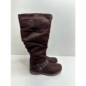 Wanted Brown Faux‎ Suede Slouch Knee High Studded Buckle Boots Size 5.5 thumbnail 3