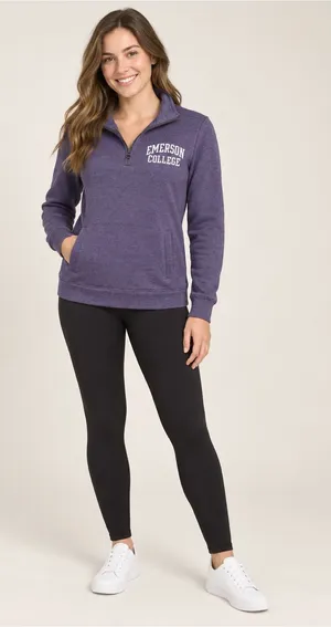 Emerson College Purple Quarter-Zip Pullover Women’s M thumbnail 1
