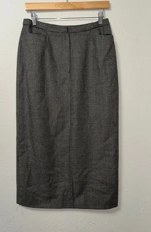 Lauren Ralph Lauren Wool Houndstooth Midi Skirt Womens Size 8 Academia Fall Warm thumbnail 1