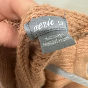 Aerie Tie-Back Oversized Sweater - Size Small - Beige/Peach thumbnail 3