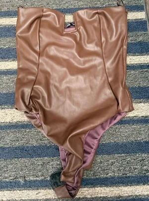 Brown Zara Faux Leather Bodysuit thumbnail 1