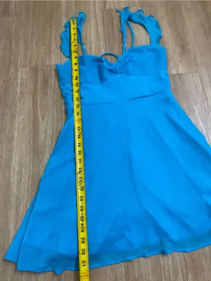 Lucy in the Sky Turquoise Sweetheart Lace-Up Back Mini Dress thumbnail 6
