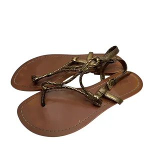 Lauren Ralph Lauren Metallic Bronze Braided Strappy Thong‎ Sandals Size 6B thumbnail 2