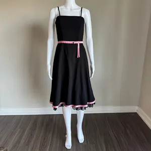 Vintage 90’s Y2K A. Byer Whimsigoth Prom Cocktail Lace Dress With Bow Detail thumbnail 2