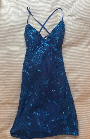 Lulus blue sparkle dress thumbnail 1