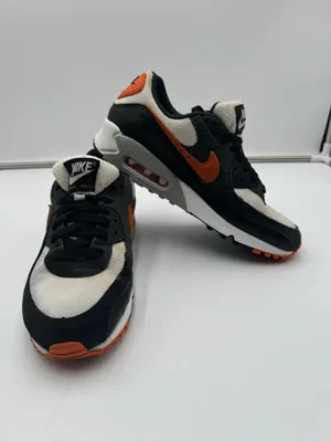 Nike Air Max 90 Sneakers Size 7.5 Black Orange White DM0029-101 thumbnail 3