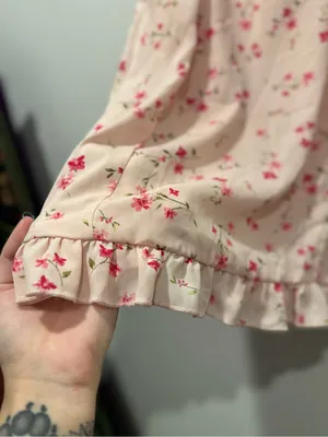 Altar’d State Blush Pink Floral Ruffle Mini Dress Size Large L thumbnail 5