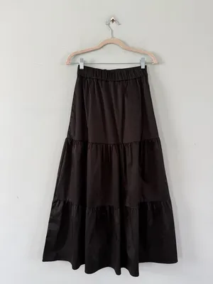 Pearl Pagoda Tiered Black Preppy‎ Maxi Skirt thumbnail 3