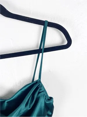 WINDSOR Green Cowl Draped Neck High Side Split Slip Dress Size Small Formal Chic thumbnail 6