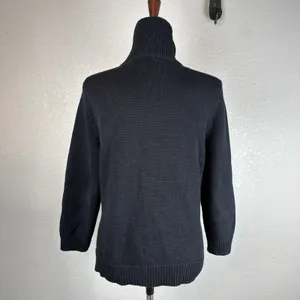 Ralph Lauren Classic Gold Button Cardigan Sweater Jacket Size L Black‎ Cotton thumbnail 4