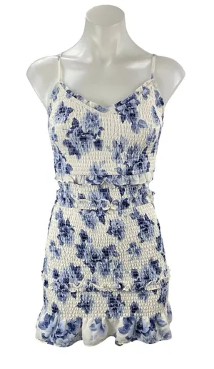 Abercrombie & Fitch Best Dressed Guest Floral Smock Ruffle Mini Bodycon Dress XS thumbnail 1