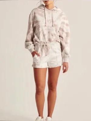 Abercrombie & Fitch Cloud Paperbag Shorts Blush Pink Tie Dye Size XL thumbnail 2