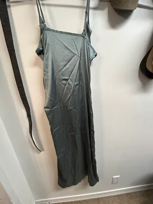 Cider Solid Satin Slit Midi Dress thumbnail 4