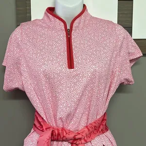 Bermuda Sands Tropical Golf Dress with White Pull-On Athletic Shorts & Belt-Med thumbnail 2