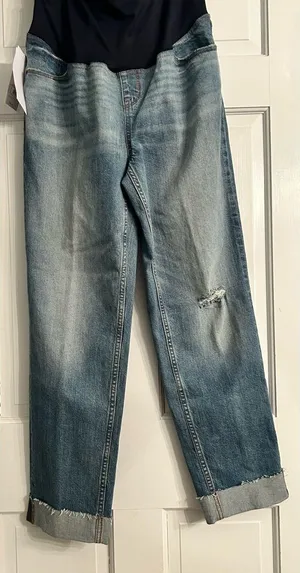 Isabel Maternity by Ingrid & Isabel Faded Light Blue Boyfriend Jeans 8 nwt thumbnail 1