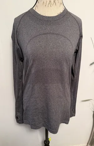 Lululemon Swiftly Tech Long Sleeve Shirt Grey Heathered‎ Size 10 thumbnail 1