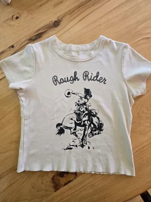 O J. Galt Rough Rider White Graphic Crop Tee OS thumbnail 2