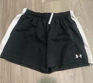 Under Armour Black Athletic Shorts with White Side Panels thumbnail 1