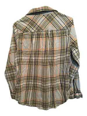 Aerie Plaid Button-Up Shirt – Light Blue/Orange/Gray – Size M thumbnail 6